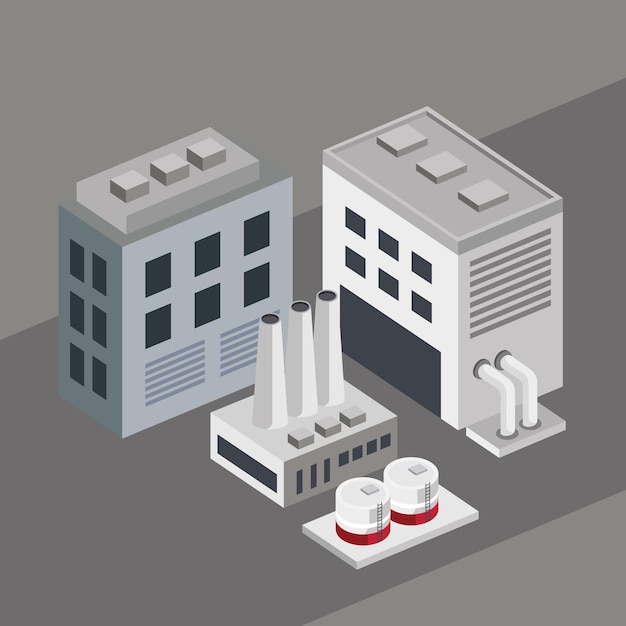 Free Vector isometric buildings and tanks