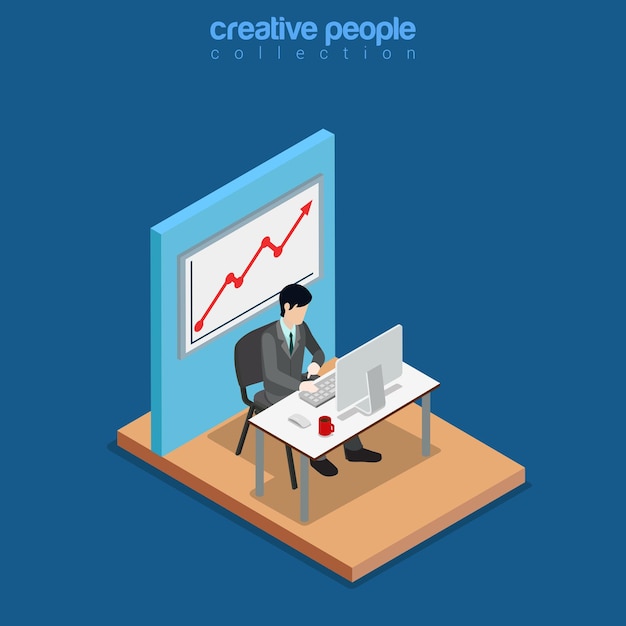 Isometric business concept flat 3d isometry web site conceptual illustration