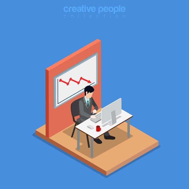 Isometric business concept flat 3d isometry web site conceptual illustration