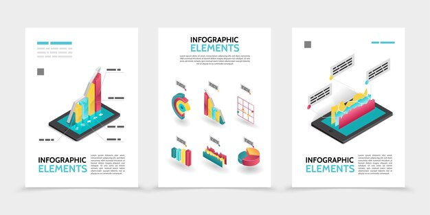 Isometric business infographic posters 