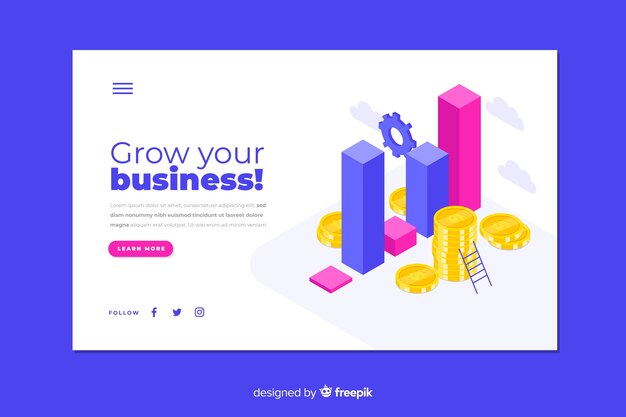 Isometric business landing page template