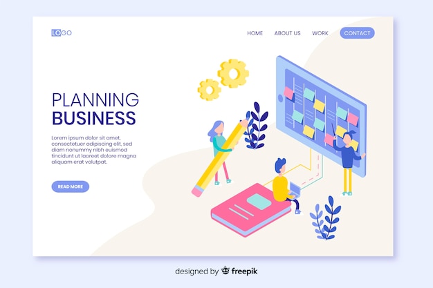 Isometric business landing page template