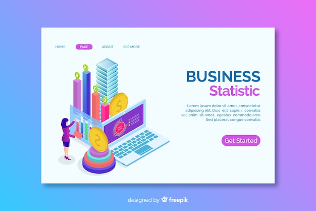 Isometric business landing page template