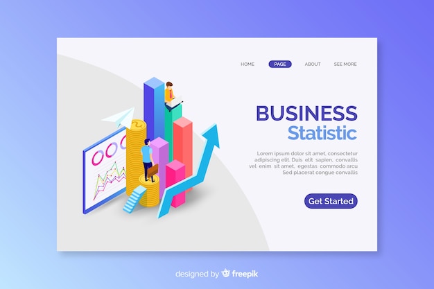 Isometric business landing page template