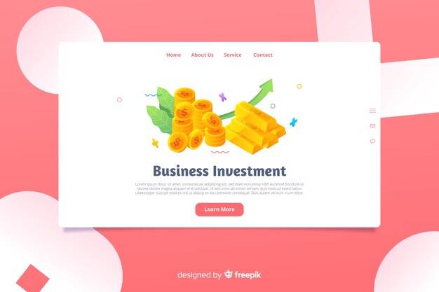 Isometric business landing page template