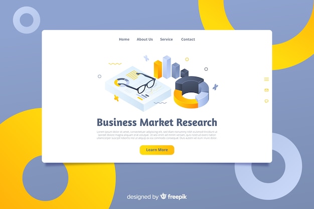 Isometric business landing page template