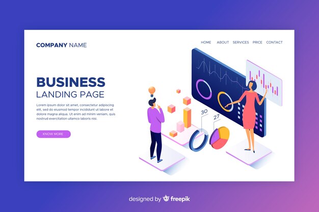 Isometric business landing page