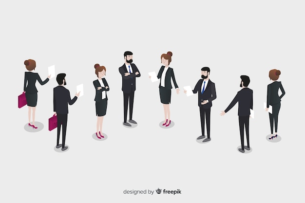 Free Vector isometric business people talking together