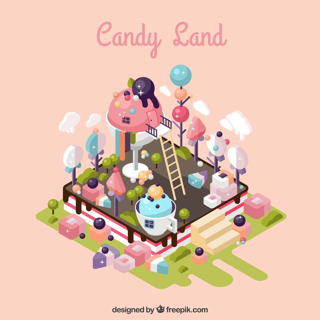 Isometric candy land background