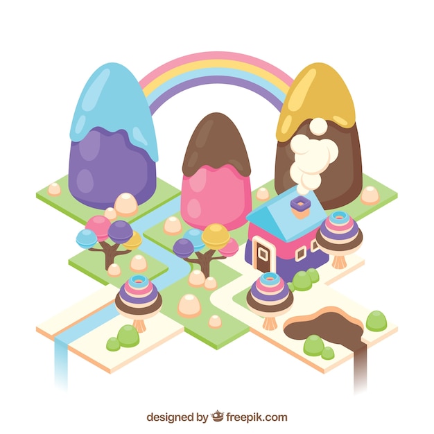 Isometric candy land background