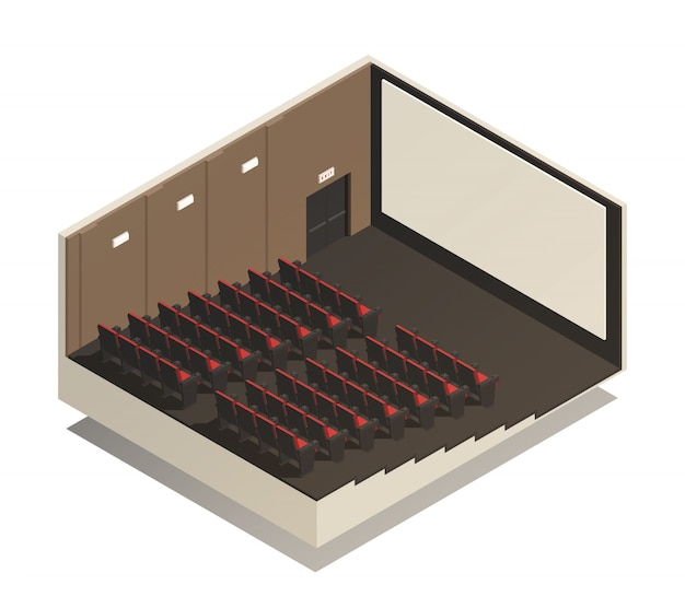 Free vector isometric cinema composition