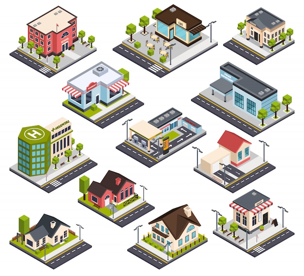 Isometric City Buildings Set 