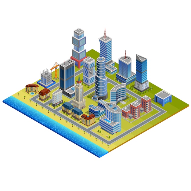 Free vector isometric city illustration