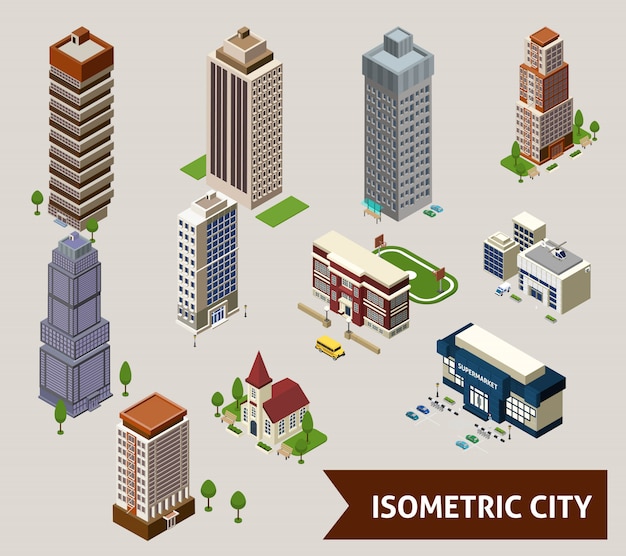 Isometric City  Isolated Icons