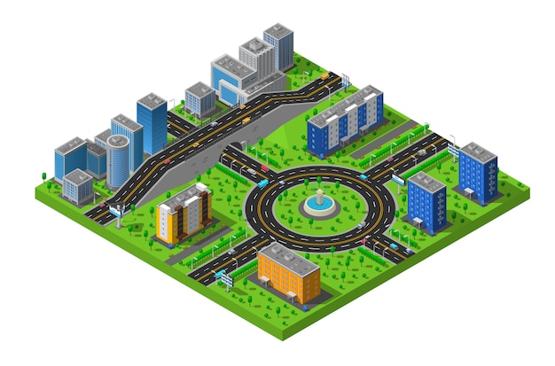 Free Vector isometric city street illustration