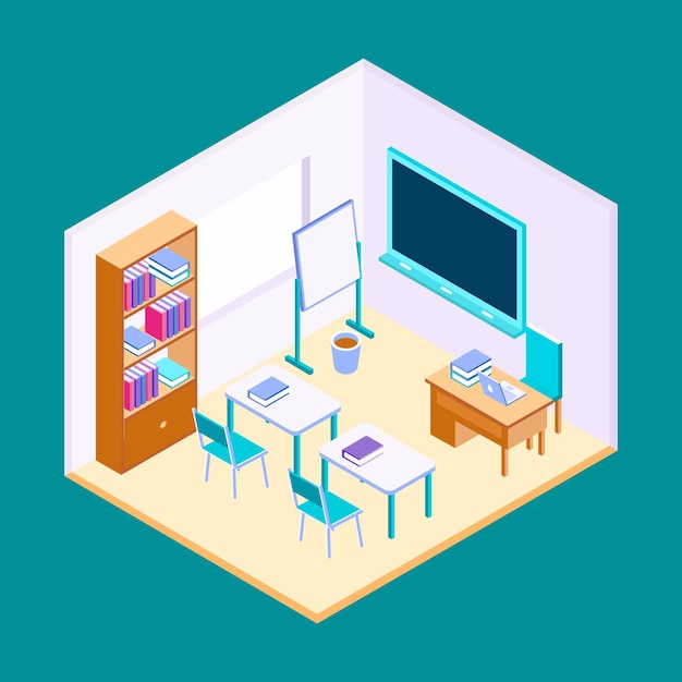 Free vector isometric classroom illustration