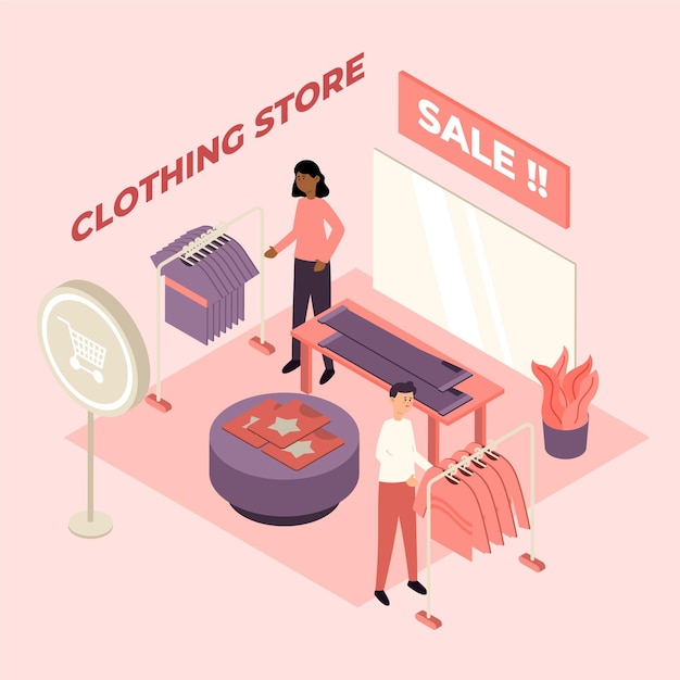 Free Vector isometric clothing store concept