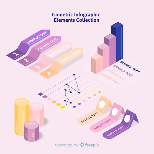 Free Vector isometric collection of infographic elements