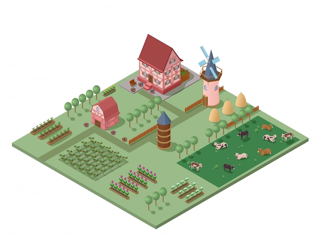 Free Vector isometric colorful farming concept