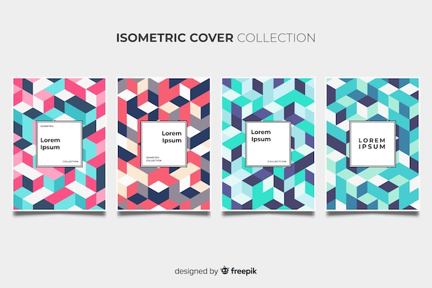 Isometric colorful pattern brochure pack