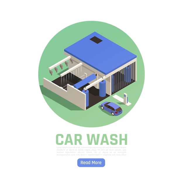 isometric composition of Automatic drive car wash