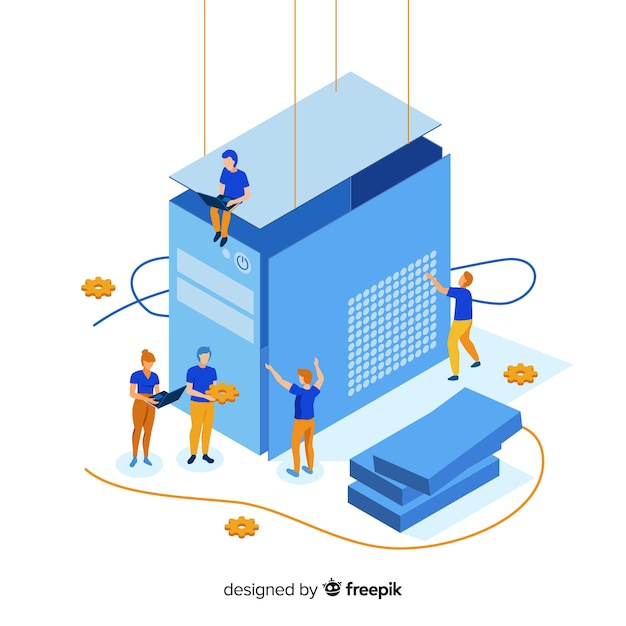 Isometric computer engineering background