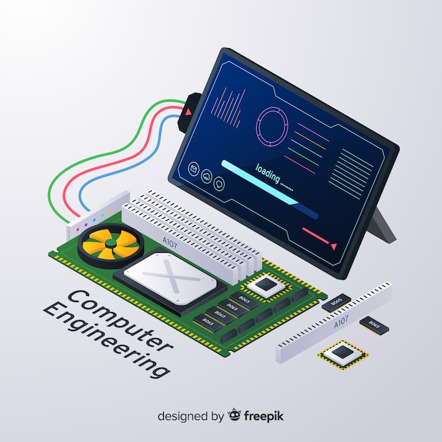 Free Vector isometric computer engineering background