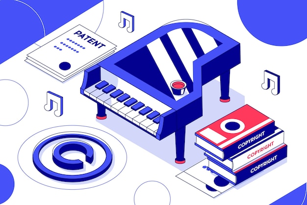 Free Vector isometric copyright concept with piano