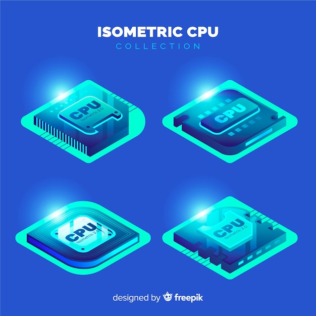 Free Vector isometric cpu collection