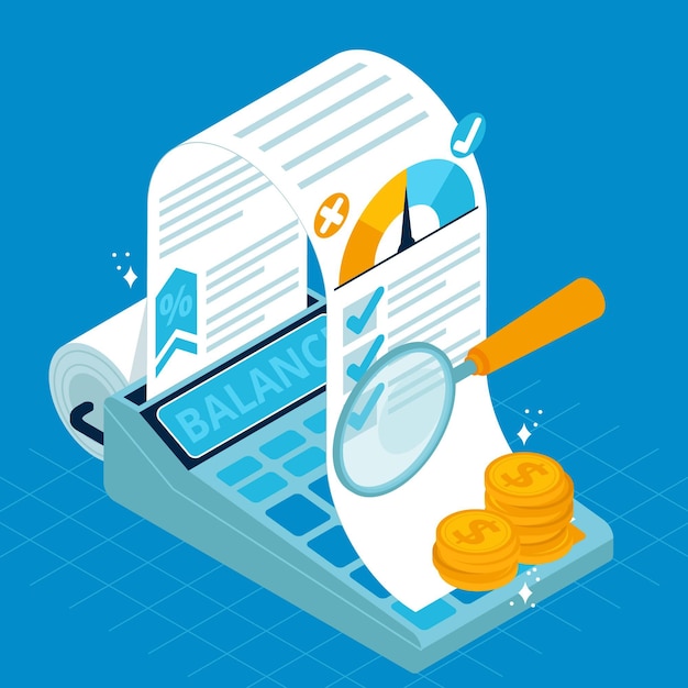 Free vector isometric credit assessment concept with coins