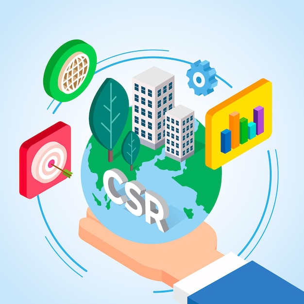 Free Vector isometric csr concept illustrated