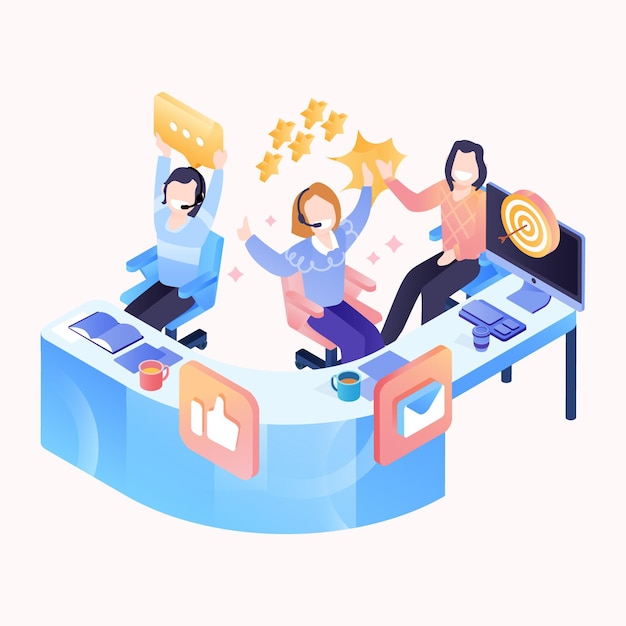 Isometric customer support illustration