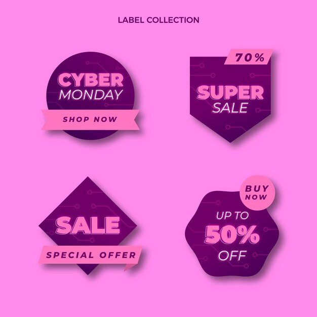 Isometric cyber monday labels collection