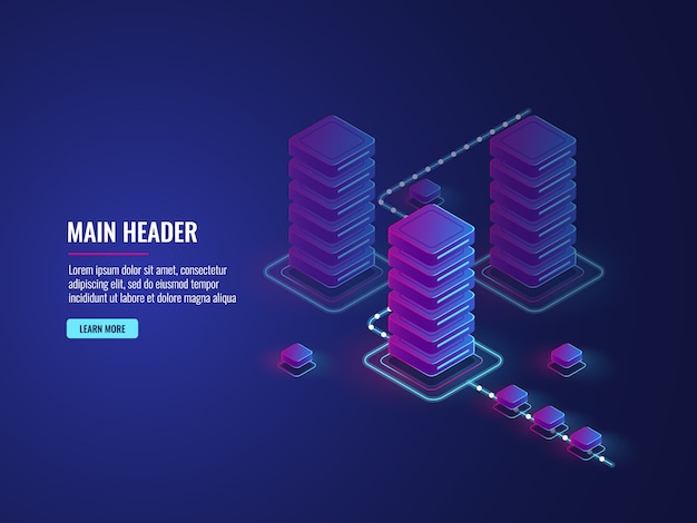 Isometric data flow processing, data protection and encryption process, server room