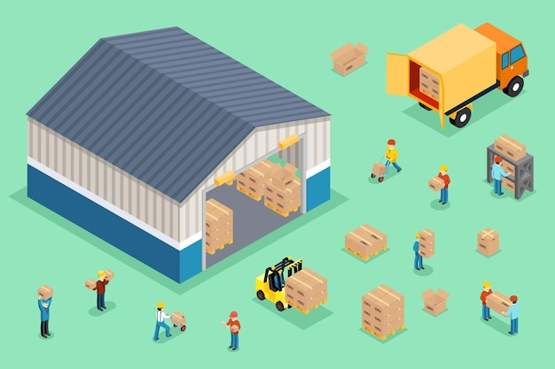 Free Vector isometric delivery and logistics