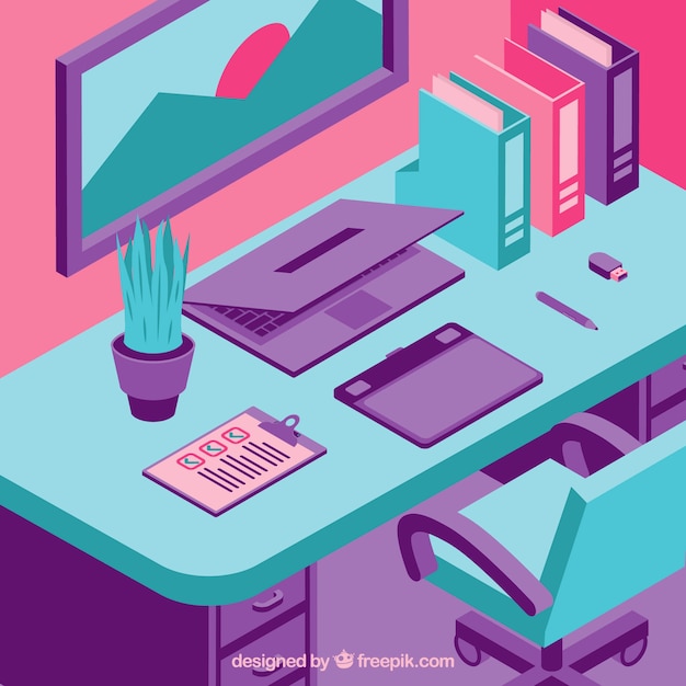 Free Vector isometric desk with original style