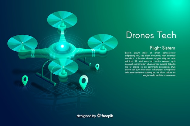 Isometric drones tech background