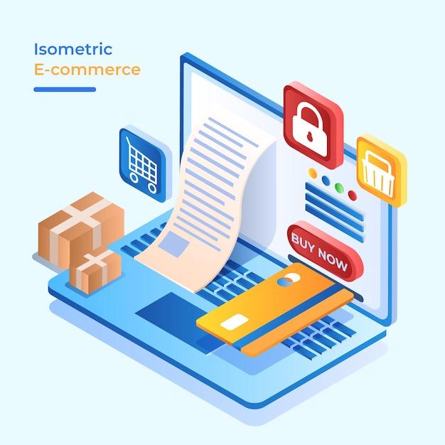 Isometric e-commerce concept safety pay