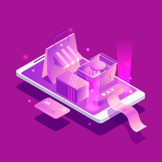 Free Vector isometric e-commerce - concept