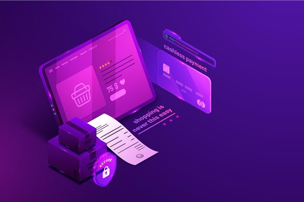 Isometric e-commerce credit card