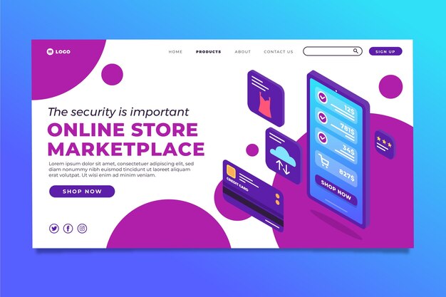 Isometric e-commerce landing page