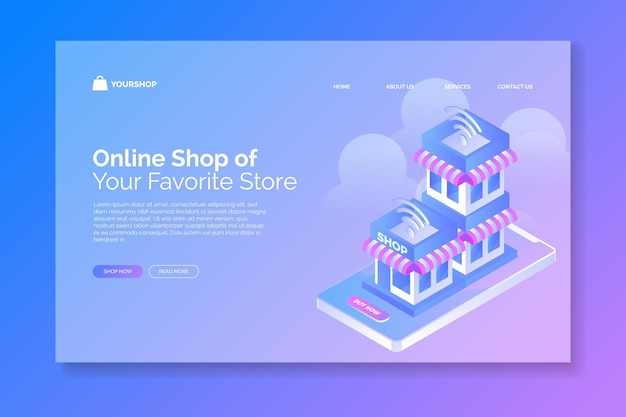 Isometric e-commerce - landing pages