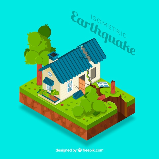 Free vector isometric earthquake design