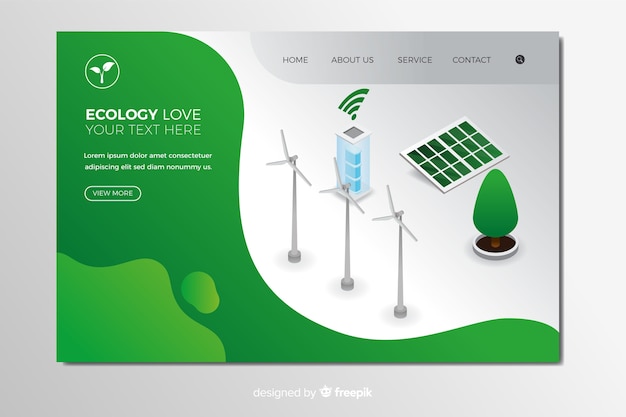 Free Vector isometric ecology landing page template