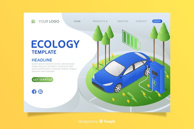 Isometric ecology landing page template