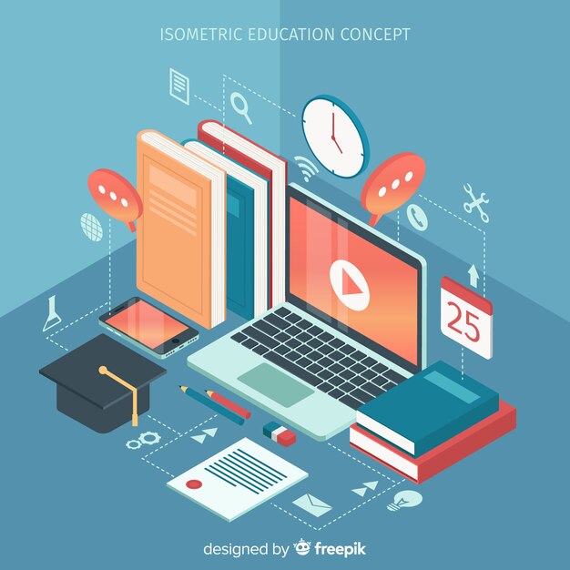 Isometric education concept illustration