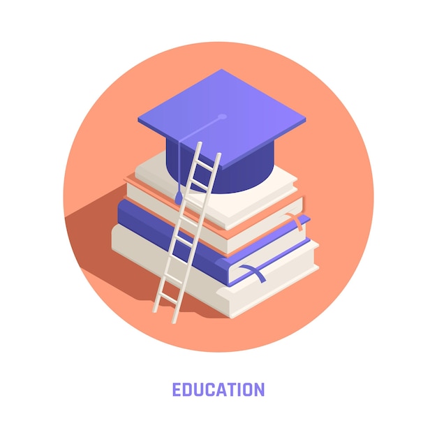 Isometric education illustration with books