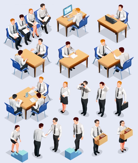 Free Vector isometric employment interview collection