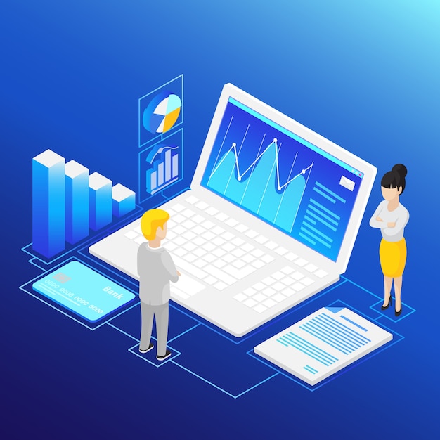 Free Vector isometric financial analysis