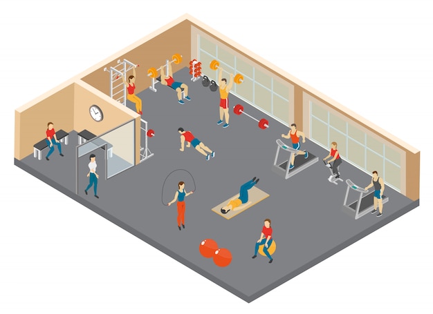 Isometric fitness club illustration